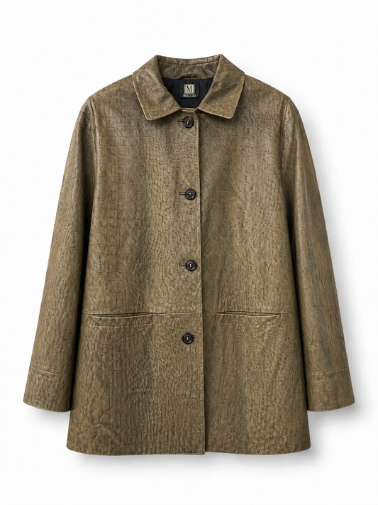Chaqueta Eco Cuero Texturizada Animal Print Taupe talla M