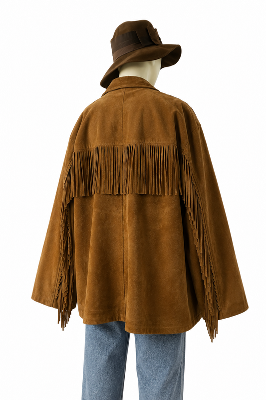 🤎 Chaqueta Western Vintage de Cuero Genuino Camel