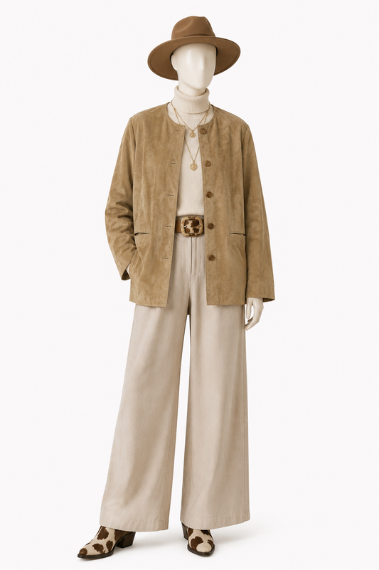 Chaqueta de cuero gamuzado