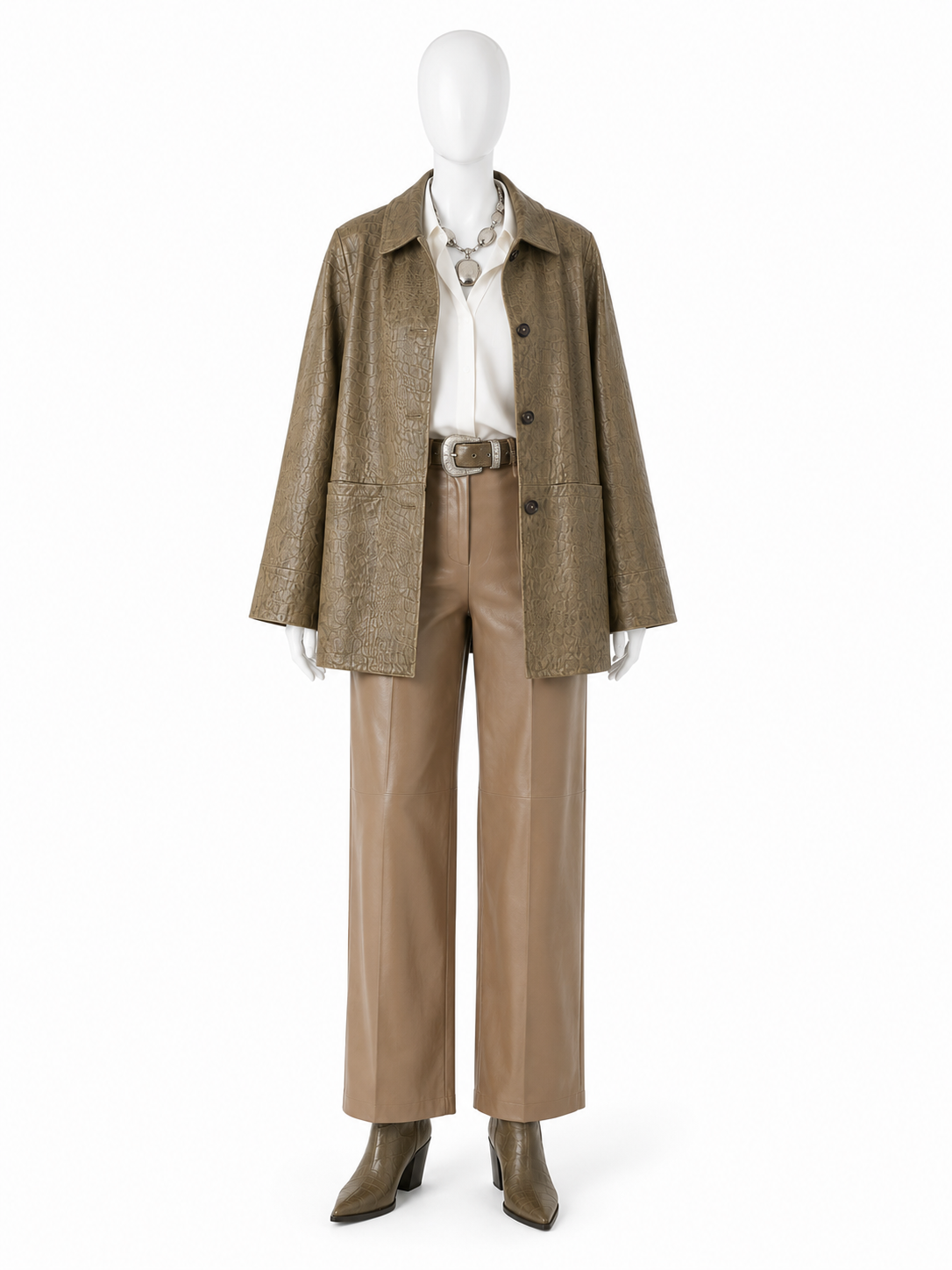 Chaqueta Eco Cuero Texturizada Animal Print Taupe talla M